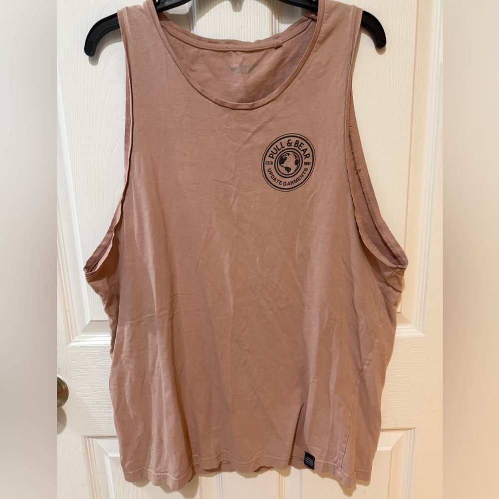 Pull&Bear Pink Sleeveless Muscle Tee Relaxed Fit